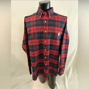 Rare Polo Ralph Lauren Shirt Men's XL Blake Fit Red Plaid POLO BEAR Flannel EUC